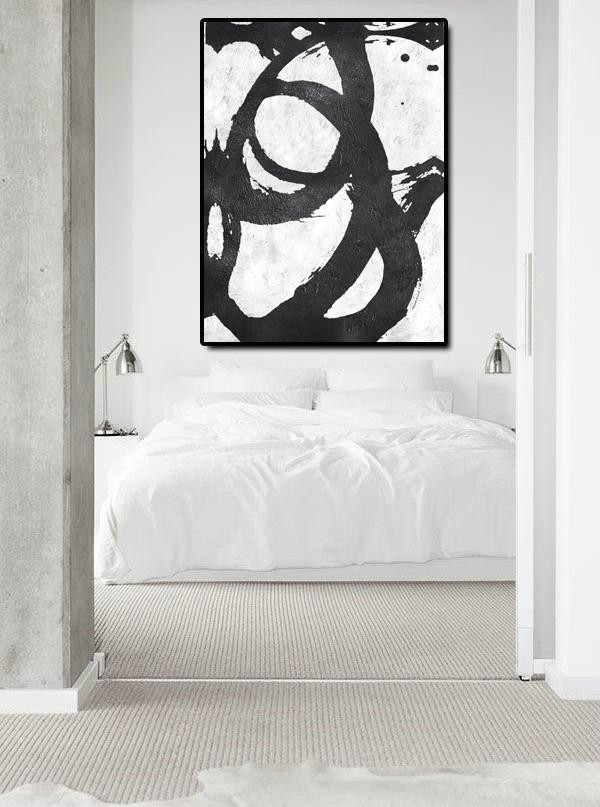 Handmade Extra Large Contemporary Painting,Black And White Minimal Painting On Canvas - Modern Art Abstract Painting